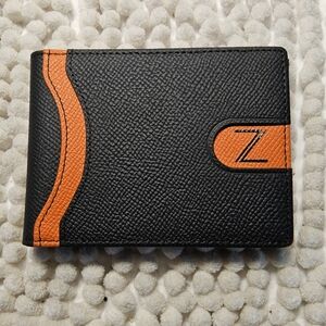 NWOT ZITAHKI Black and Orange Men's Leather Wallet